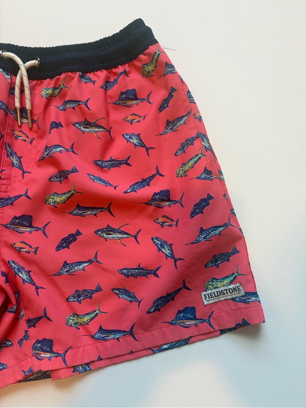 Men’s Large Fieldstone Coral Fish-Print Swim Trunks